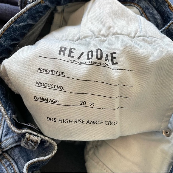 RE/DONE High-Rise Ankle Crop Stretch Denim Skinny 90s Blue Jeans EUC Size 25 - Picture 7 of 10